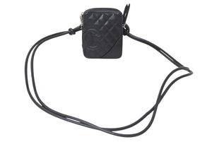 CHANEL シャネル カンボンライン ショルダーバッグ A25177 8番台 ココマーク カーフスキン キルティング ブラック 美品 中古 4b001710
