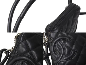 CHANEL シャネル カンボンライン ショルダーバッグ A25177 8番台 ココマーク カーフスキン キルティング ブラック 美品 中古 4b001710