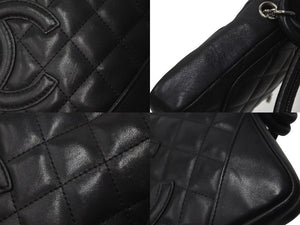 CHANEL シャネル カンボンライン ショルダーバッグ A25177 8番台 ココマーク カーフスキン キルティング ブラック 美品 中古 4b001710