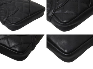 CHANEL シャネル カンボンライン ショルダーバッグ A25177 8番台 ココマーク カーフスキン キルティング ブラック 美品 中古 4b001710
