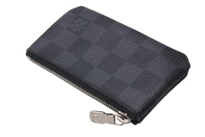 極美品 LOUIS VUITTON ルイヴィトン ポシェット クレ コインケース N60155 ダミエ グラフィット ブラック 中古 4b001718