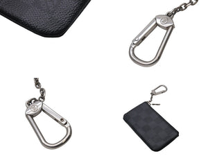 極美品 LOUIS VUITTON ルイヴィトン ポシェット クレ コインケース N60155 ダミエ グラフィット ブラック 中古 4b001718