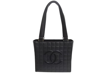 CHANEL シャネル マトラッセ チョコバー トートバッグ ハンドバッグ ココマーク 7番台 ラムスキン ブラック ゴールド金具 美品 中古 4b001719