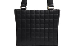 CHANEL シャネル マトラッセ チョコバー トートバッグ ハンドバッグ ココマーク 7番台 ラムスキン ブラック ゴールド金具 美品 中古 4b001719
