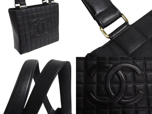 CHANEL シャネル マトラッセ チョコバー トートバッグ ハンドバッグ ココマーク 7番台 ラムスキン ブラック ゴールド金具 美品 中古 4b001719