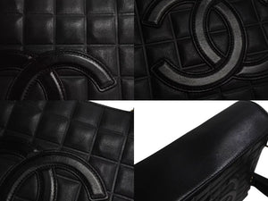 CHANEL シャネル マトラッセ チョコバー トートバッグ ハンドバッグ ココマーク 7番台 ラムスキン ブラック ゴールド金具 美品 中古 4b001719