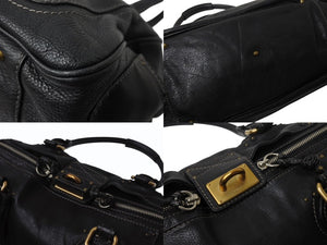 Chloe クロエ パディントンハンドバッグ レザー スタッズ ブラック パドロックカデナ ゴールド金具 美品 中古 4b001723