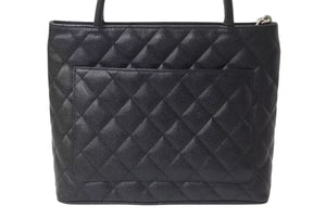 新品同様 CHANEL シャネル 復刻トートバッグ ハンドバッグ 9番台 キャビアスキン ブラック ココマーク ロゴ 鞄 シルバー金具 中古 4b001726