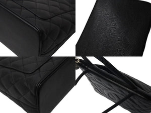 新品同様 CHANEL シャネル 復刻トートバッグ ハンドバッグ 9番台 キャビアスキン ブラック ココマーク ロゴ 鞄 シルバー金具 中古 4b001726