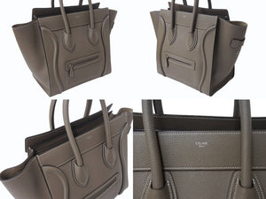 極美品 CELINE セリーヌ ハンドバッグ ラゲージ ファントム S-AI-4159 ベージュ レザー イタリア製 シルバー金具 中古 4b001727