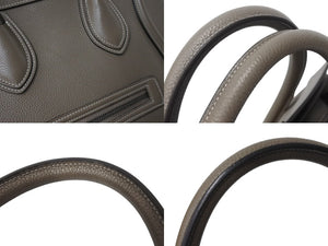 極美品 CELINE セリーヌ ハンドバッグ ラゲージ ファントム S-AI-4159 ベージュ レザー イタリア製 シルバー金具 中古 4b001727