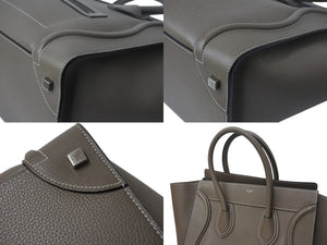 極美品 CELINE セリーヌ ハンドバッグ ラゲージ ファントム S-AI-4159 ベージュ レザー イタリア製 シルバー金具 中古 4b001727