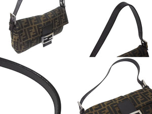 FENDI フェンディ マンマバケット ワンショルダーバッグ 26424 ズッカ柄 ブラウン キャンバス レザー シルバー金具 美品 中古 4b001730