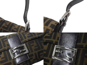 FENDI フェンディ マンマバケット ワンショルダーバッグ 26424 ズッカ柄 ブラウン キャンバス レザー シルバー金具 美品 中古 4b001730
