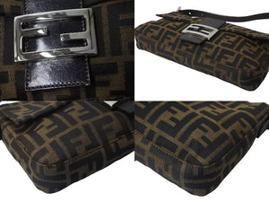 FENDI フェンディ マンマバケット ワンショルダーバッグ 26424 ズッカ柄 ブラウン キャンバス レザー シルバー金具 美品 中古 4b001730