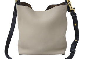 極美品 LOEWE ロエベ 2WAYハンドバッグ Tバケットスモール ソフトグレインドカーフレザー サンド ブラック ゴールド 美品 中古 4b001731