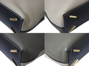 極美品 LOEWE ロエベ 2WAYハンドバッグ Tバケットスモール ソフトグレインドカーフレザー サンド ブラック ゴールド 美品 中古 4b001731