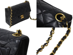 極美品 CHANEL シャネル ミニマトラッセ18 チェーンショルダーバッグ ラムスキン ブラック 1番台 中古 4b001734