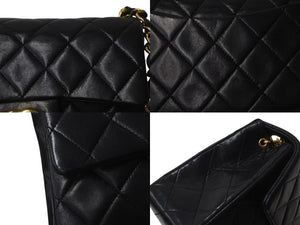極美品 CHANEL シャネル ミニマトラッセ18 チェーンショルダーバッグ ラムスキン ブラック 1番台 中古 4b001734