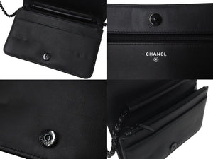 CHANEL シャネル ボーイシャネル チェーンウォレット 23番台 ココマーク カーフスキン ブラック 玉虫カラー 美品 中古 4b001737