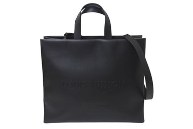 新品未使用 LOUISVUITTON ルイヴィトン ショッパートートMM トートバッグ M13979 ブラック カウハイドレザー マッドブラック金具 中古 4b001739