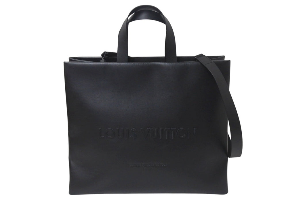 新品未使用 LOUISVUITTON ルイヴィトン ショッパートートMM トートバッグ M13979 ブラック カウハイドレザー マッドブラック金具 中古 4b001739