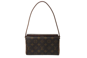 極美品 LOUIS VUITTON ルイヴィトン ハンドバッグ レシタル モノグラムキャンバス M51900 ゴールド金具 ブラウン 中古 4b001744