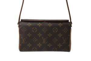 極美品 LOUIS VUITTON ルイヴィトン ハンドバッグ レシタル モノグラムキャンバス M51900 ゴールド金具 ブラウン 中古 4b001744