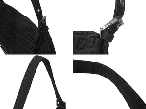 FENDI フェンディ ズッキーノ マンマバケット キャンバス ワンショルダーバッグ ブラック シルバー金具 8BR001 美品 中古 4b001745