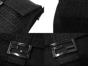 FENDI フェンディ ズッキーノ マンマバケット キャンバス ワンショルダーバッグ ブラック シルバー金具 8BR001 美品 中古 4b001745