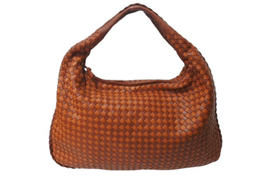 極美品 BOTTEGA VENETA ボッテガヴェネタ イントレチャート ホーボー ハンドバッグ レザー オレンジ ワンショルダー 中古 4b001751