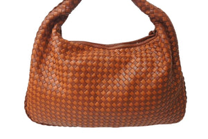 極美品 BOTTEGA VENETA ボッテガヴェネタ イントレチャート ホーボー ハンドバッグ レザー オレンジ ワンショルダー 中古 4b001751