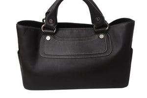 CELINE セリーヌ ハンドバッグ CE00/35 ブラウン レザー シルバー金具 イタリア製 美品 中古 4b001758