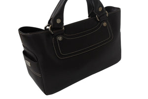 CELINE セリーヌ ハンドバッグ CE00/35 ブラウン レザー シルバー金具 イタリア製 美品 中古 4b001758