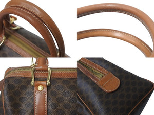 CELINE セリーヌ ミニボストン ハンドバッグ DM00/1 マカダム柄 PVCレザー ブラウン ゴールド金具 良品 中古 4b001759