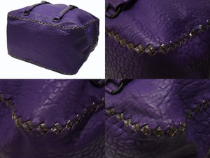 BOTTEGAVENETA ボッテガヴェネタ ハンドバッグ パープル レザー ブラック金具 美品 中古 4b001769