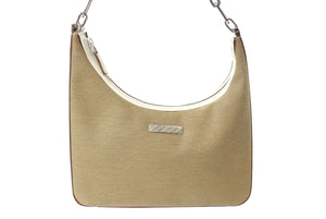 極美品 GUCCI グッチ チェーンショルダーバッグ 001 3873 3754 キャンバス レザー ベージュ ホワイト 中古 4b001770