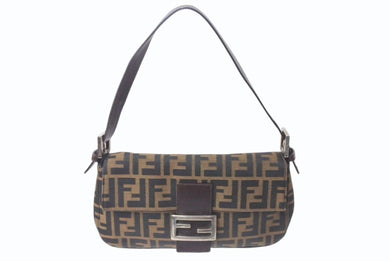 FENDI フェンディ マンマバケット ワンショルダーバッグ 26424 ズッカ柄 ブラウン キャンバス レザー シルバー金具 美品 中古 4b001773