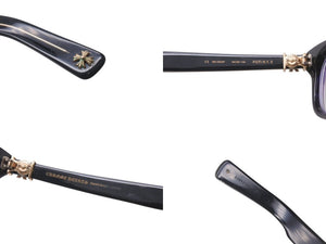 CHROME HEARTS クロムハーツ FOTI H.T.2 フォティ メガネ 18KGP プラスチック ブラック ゴールド サイズ54◻︎20 美品 中古 4b001785