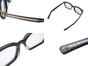 CHROME HEARTS クロムハーツ FOTI H.T.2 フォティ メガネ 18KGP プラスチック ブラック ゴールド サイズ54◻︎20 美品 中古 4b001785