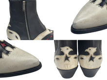 Load image into Gallery viewer, GOLDEN GOOSE ゴールデングース Sunset Flowers アンクルブーツ ウエスタン 本革 ホワイト ブラック サイズ 42 良品 中古 4b001787