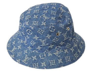 LOUIS VUITTON ルイヴィトン バケットハット・モノグラム エッセンシャル M78772 ブルー モノグラムキャンバス 美品 中古 4b001792