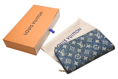 LOUIS VUITTON ルイヴィトン ジッピーウォレット 長財布 モノグラムジャガードデニム M81226 ブルー ゴールド金具 美品 中古 4b001793