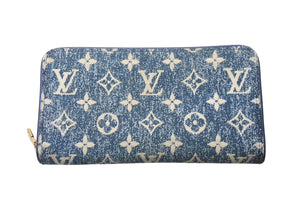LOUIS VUITTON ルイヴィトン ジッピーウォレット 長財布 モノグラムジャガードデニム M81226 ブルー ゴールド金具 美品 中古 4b001793