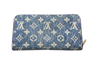 LOUIS VUITTON ルイヴィトン ジッピーウォレット 長財布 モノグラムジャガードデニム M81226 ブルー ゴールド金具 美品 中古 4b001793