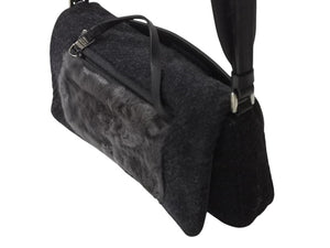 PRADA プラダ ショルダーバッグ ハンドバッグ 2way アントラチーテシェットランド 99AW B9475 ウール ファー シルバー金具 美品 中古 4B001800