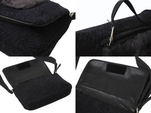 PRADA プラダ ショルダーバッグ ハンドバッグ 2way アントラチーテシェットランド 99AW B9475 ウール ファー シルバー金具 美品 中古 4B001800
