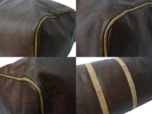 Load image into Gallery viewer, ETRO エトロ ボストンバッグ ショルダーバッグ 2WAY 1008490 ペイズリー柄 総柄 ブラウン レザー ゴールド金具 美品 中古 4b001801