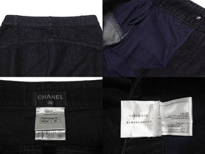 極美品 CHANEL シャネル デニムパンツ ジーンズ 7部丈 P51773V38776 コットン インディゴ ネイビー金具 サイズ36 中古 4b001818