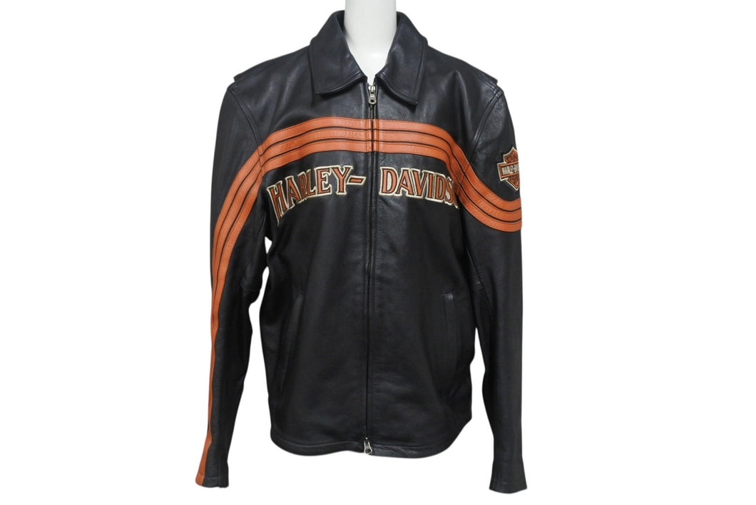 HARLEY-DAVIDSON ハーレーダビットソン ライダースジャケット レザージャケット ブラック ブラウン レザー M メンズ 美品 中古 4b001829